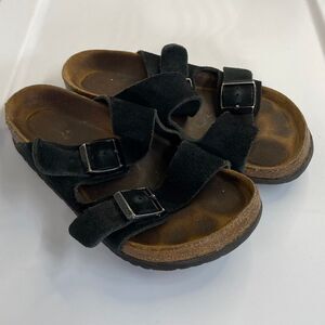 Birkenstock Sandals EU‎ 35 W4 Classic Black Suede Comfort Slip-On Shoes